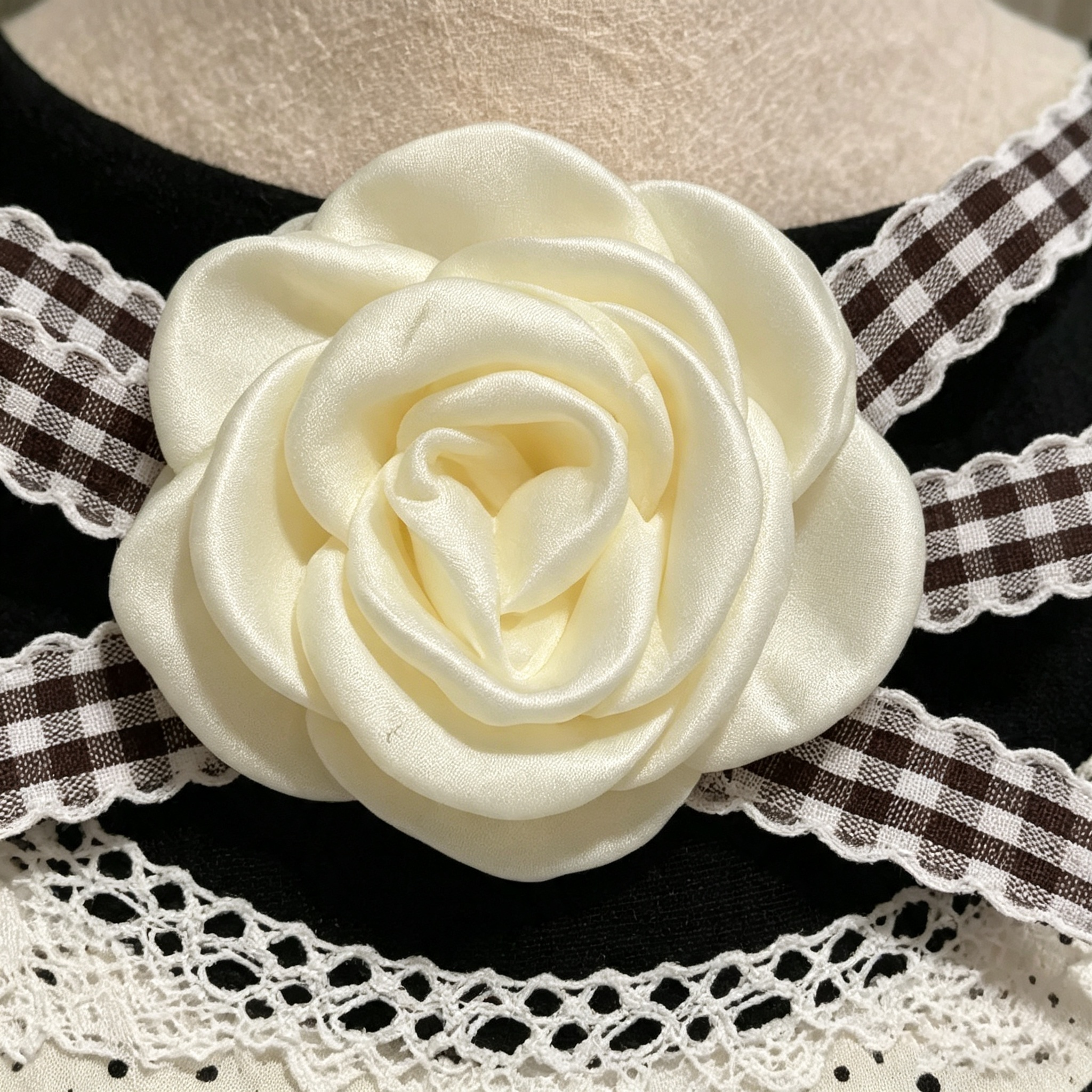 UNIKVERA Camellia Embroidery Drool Bib