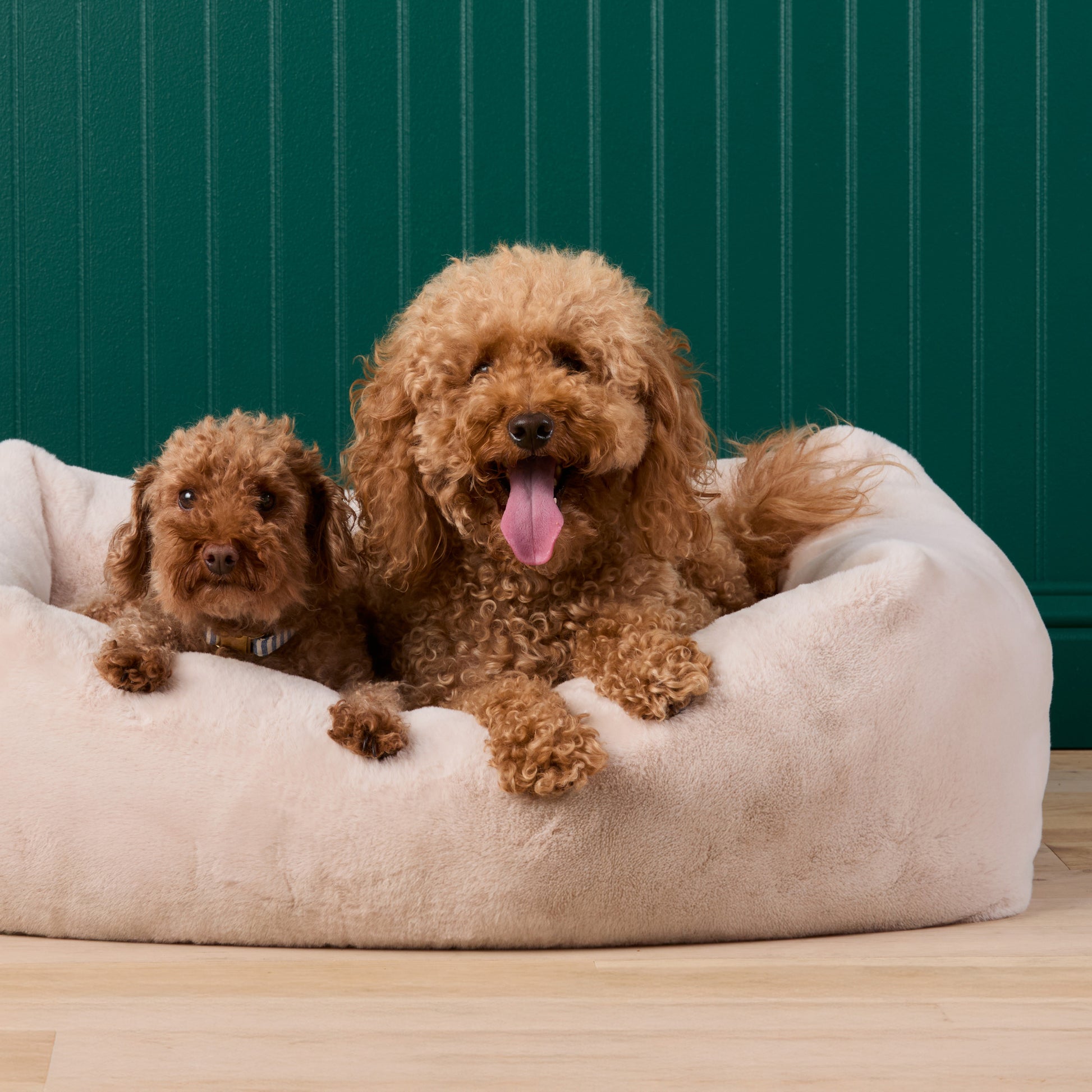 Natural Recycled Faux Fur Bolster Dog Bed